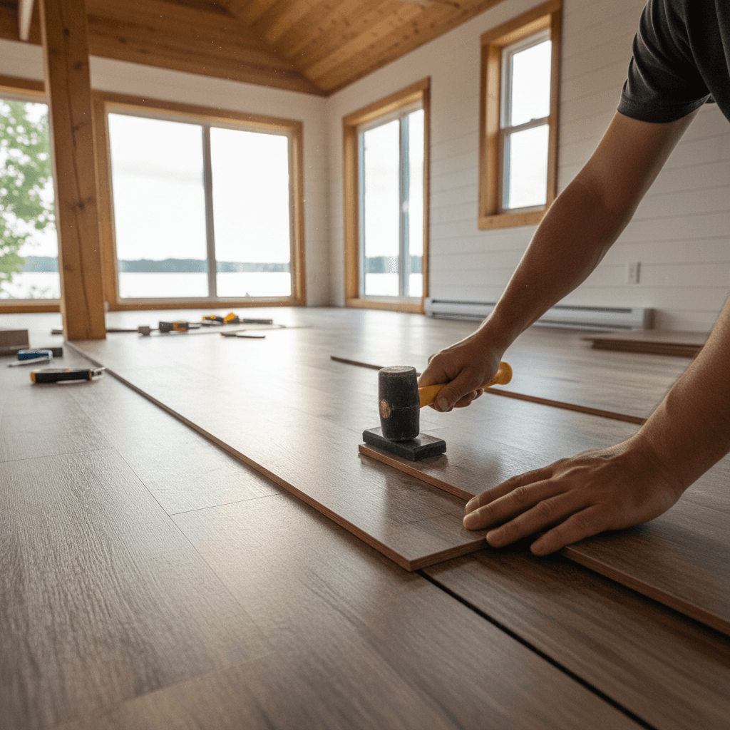 Professional laminate flooring installation project by RenoHouse in Scugog — home depot laminate flooring