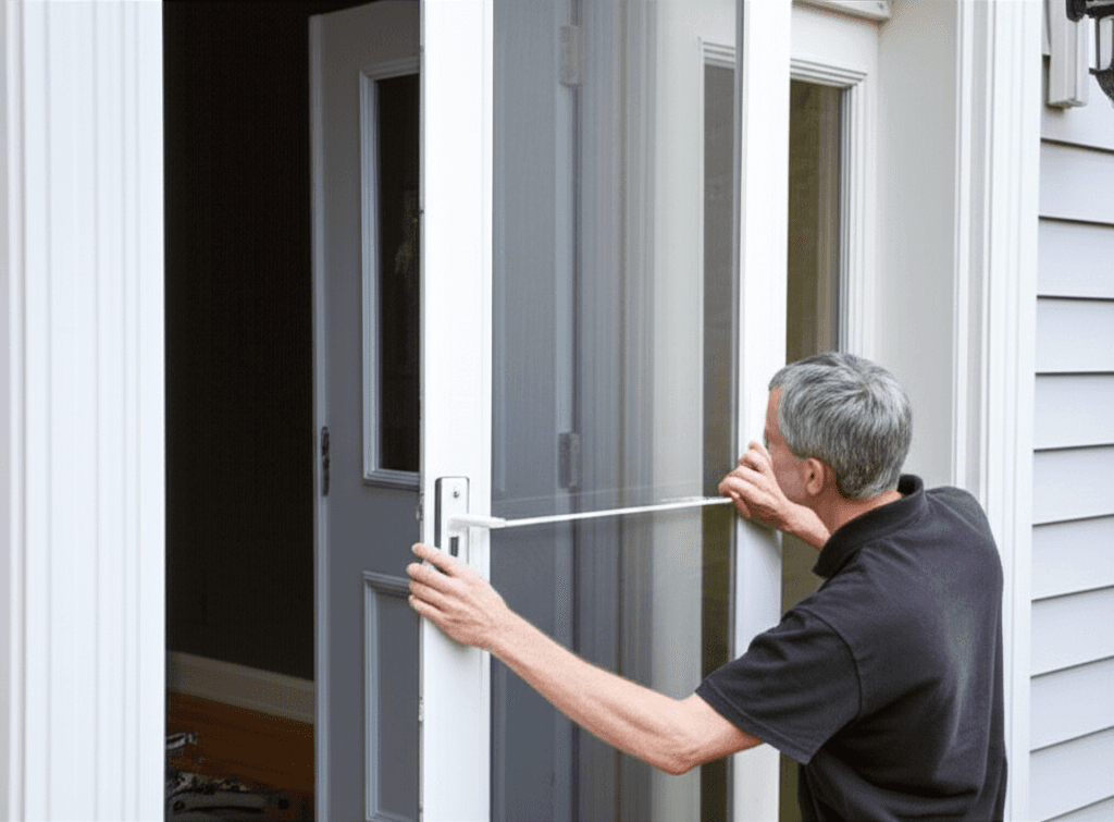 Professional storm door installation project by RenoHouse in Burlington — exterior doors
