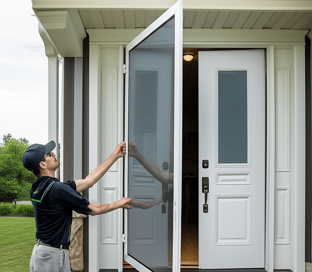 Professional storm door installation project by RenoHouse in Clarington — exterior doors