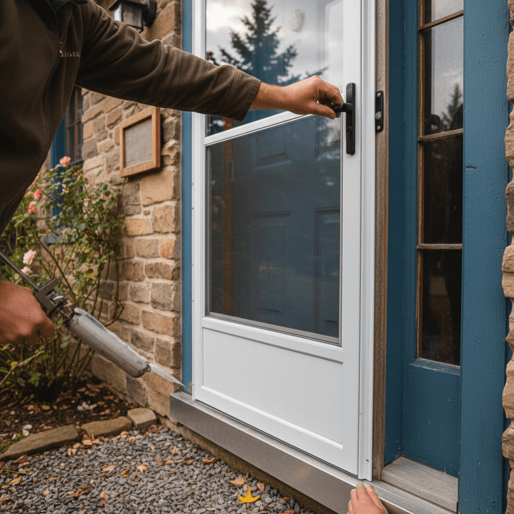 Professional storm door installation project by RenoHouse in Georgetown — exterior doors