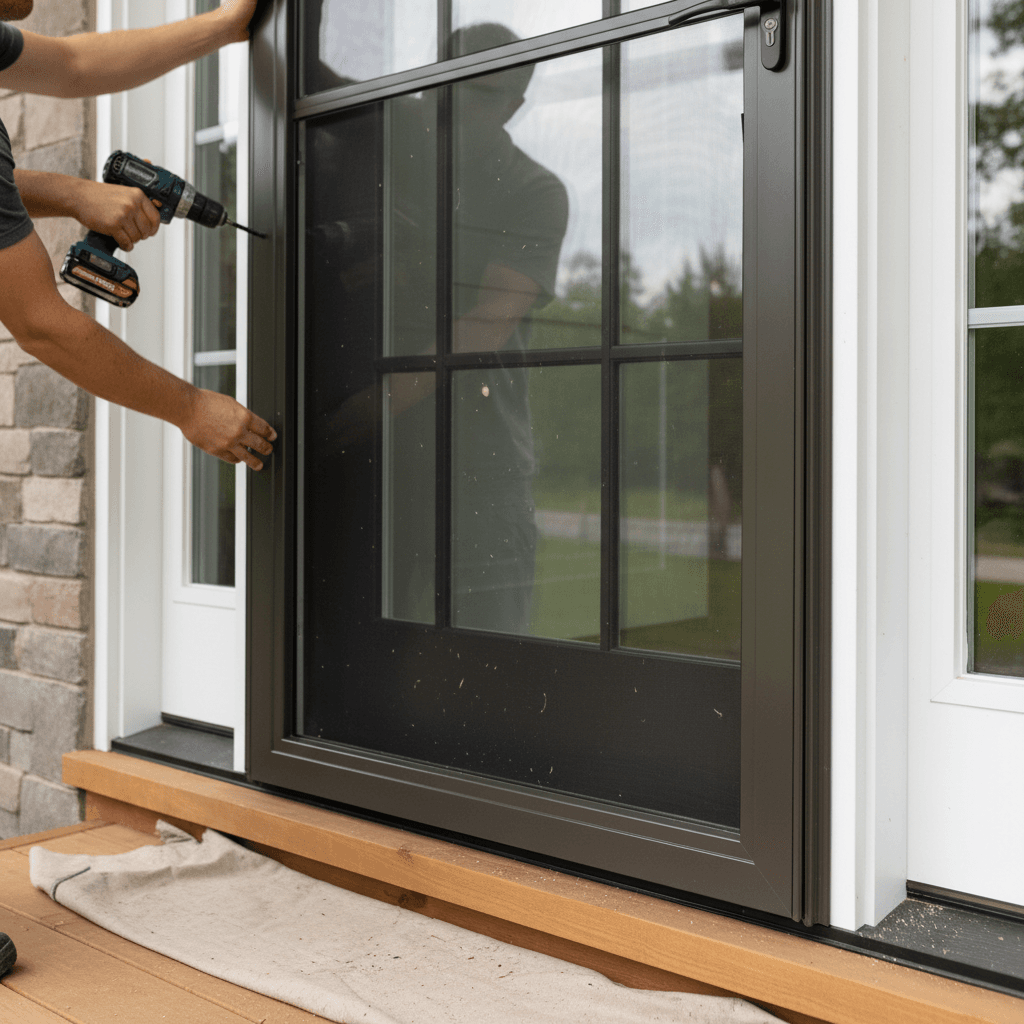 Professional storm door installation project by RenoHouse in Milton — exterior doors