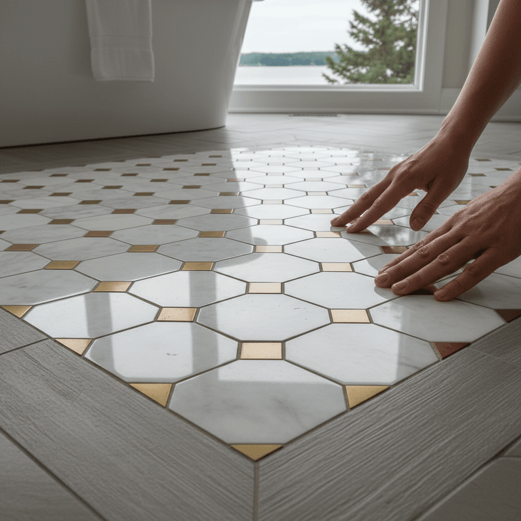 Professional tile flooring installation project by RenoHouse in Oakville — wood flooring