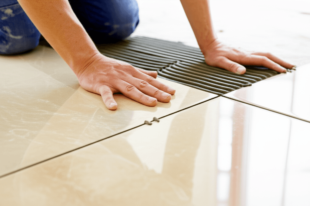 Professional tile flooring installation project by RenoHouse in Georgina — drain tile installation