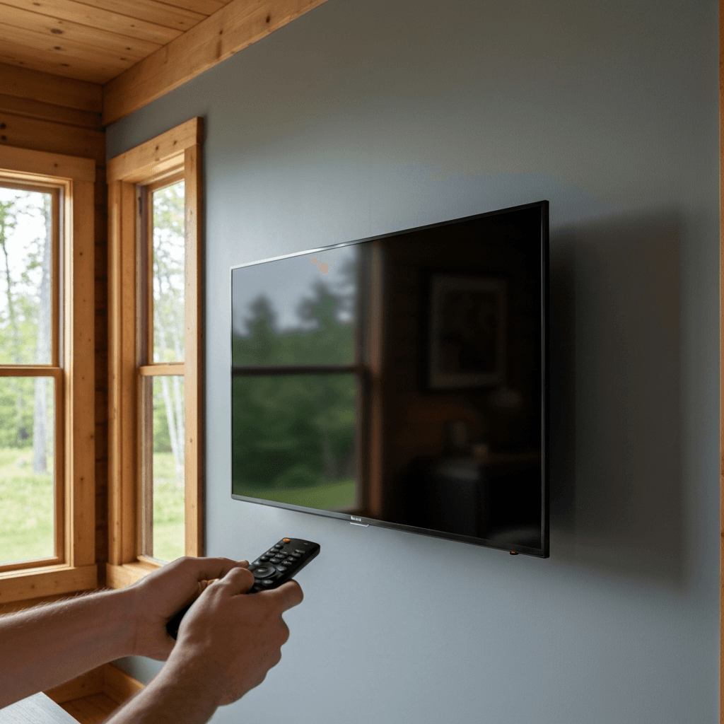 Professional tv mounting & shelf installation project by RenoHouse in Brock — quality workmanship