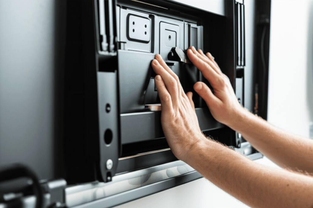 Professional tv mounting & shelf installation project by RenoHouse in East Gwillimbury — quality workmanship