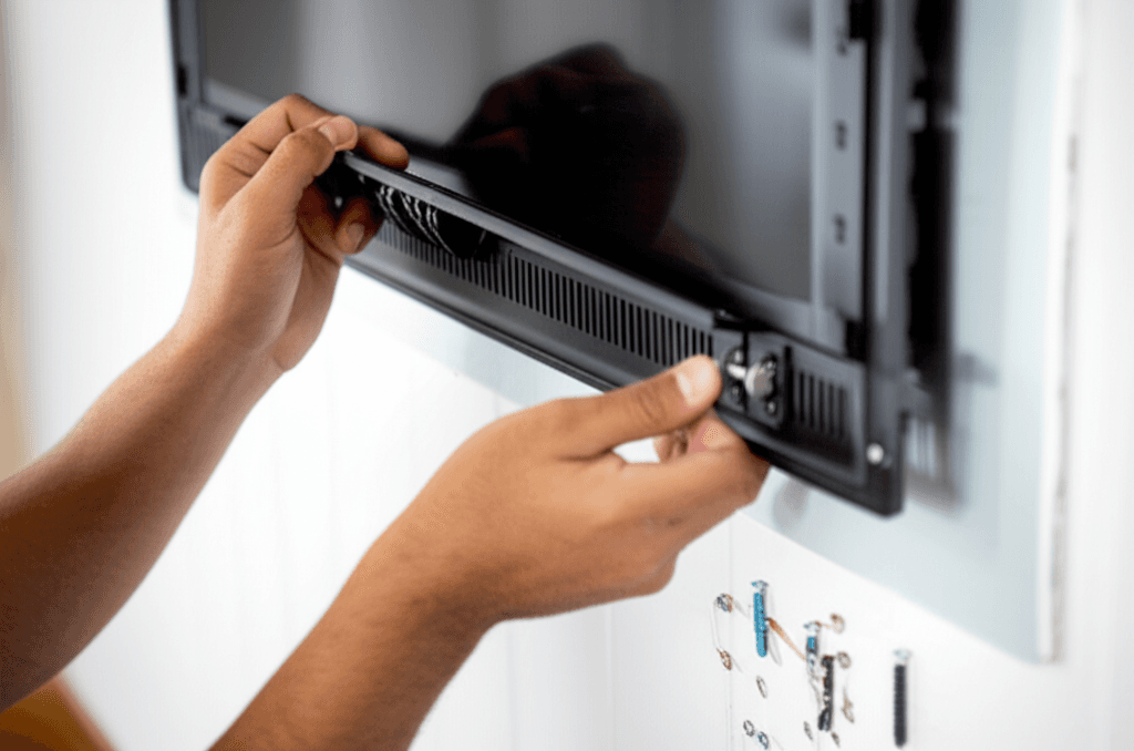 Professional tv mounting & shelf installation project by RenoHouse in Georgetown — quality workmanship