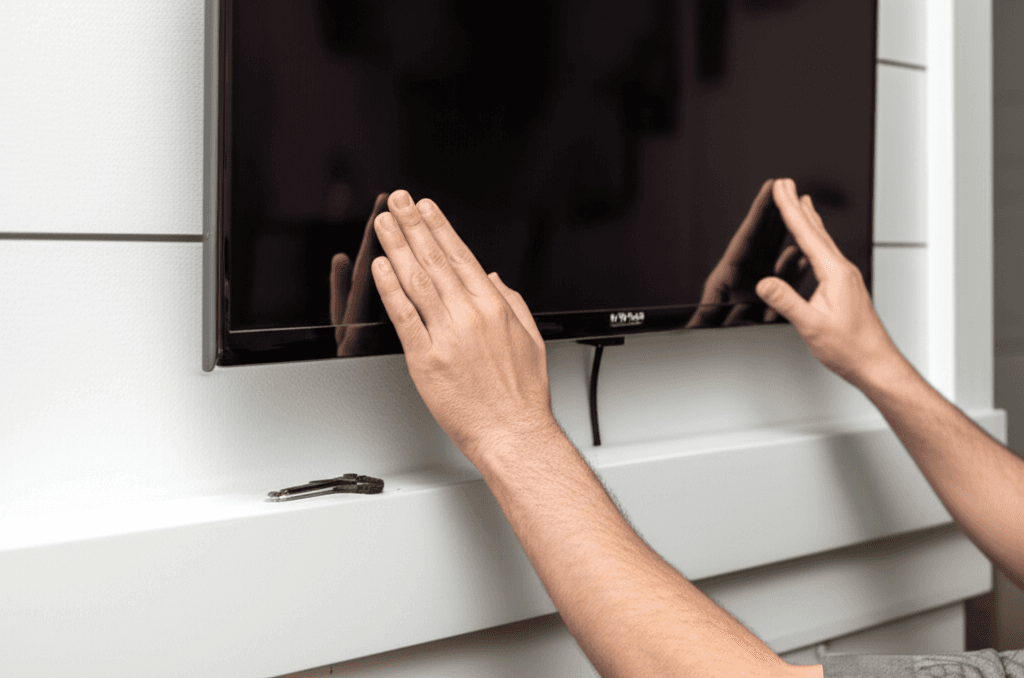 Professional tv mounting & shelf installation project by RenoHouse in Milton — quality workmanship