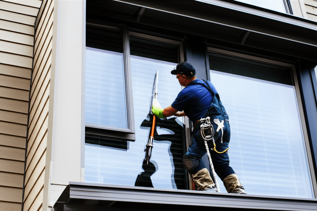Professional window cleaning services project by RenoHouse in Markham — deck boards