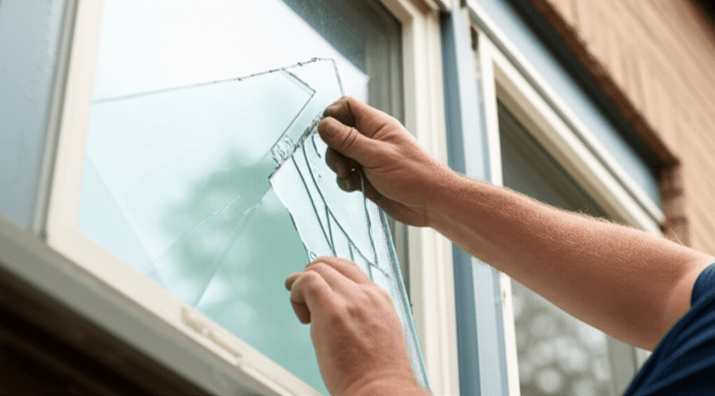 Professional window glass replacement project by RenoHouse in Oshawa — broken windows