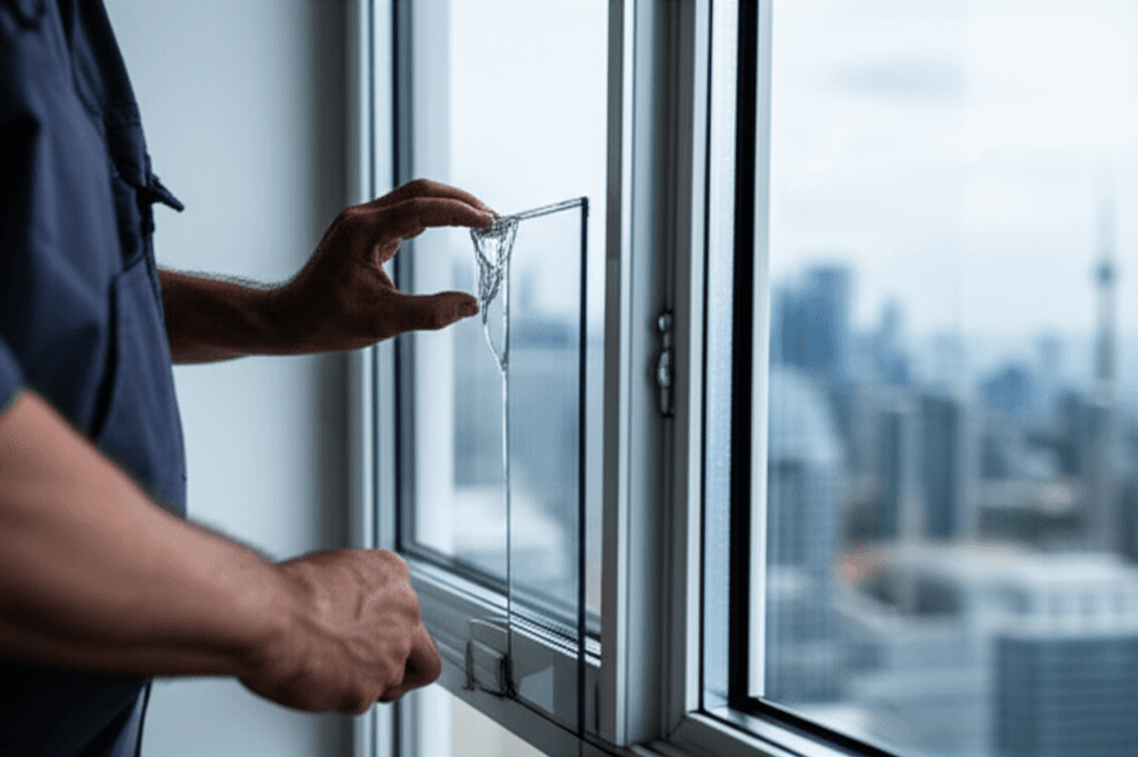 Professional window glass replacement project by RenoHouse in Toronto — broken windows