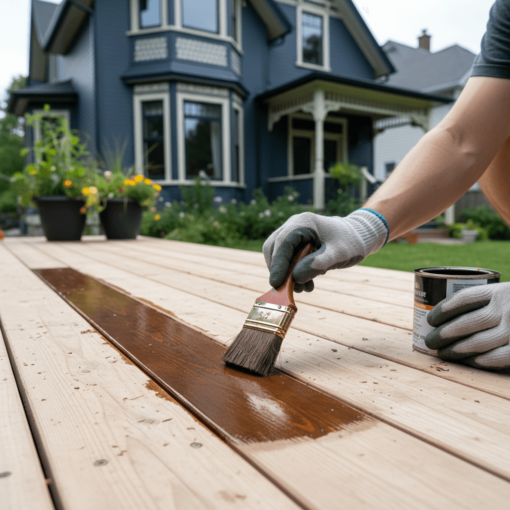 Professional deck staining & finishing project by RenoHouse in Oshawa — quality workmanship
