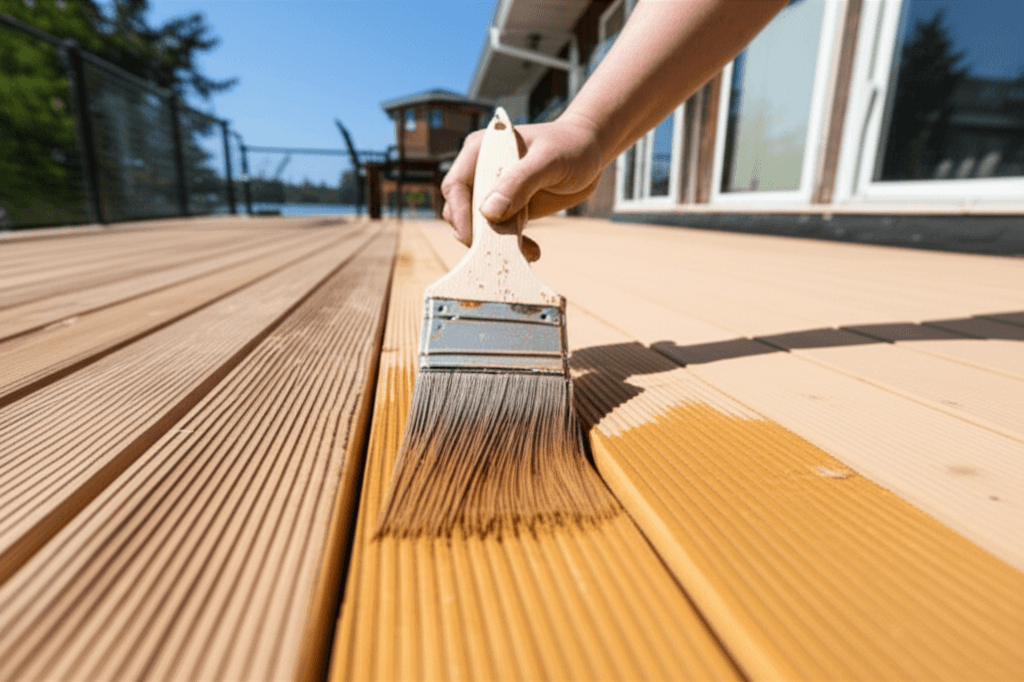 Professional deck staining & finishing project by RenoHouse in Scugog — quality workmanship