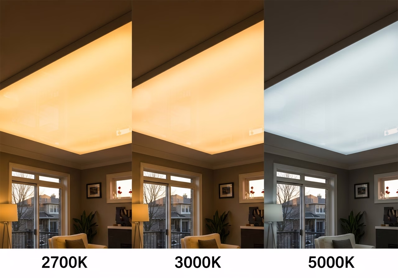 2700K vs 3000K vs 5000K for Stretch Ceiling LED — finished result in a Toronto or GTA home by RenoHouse