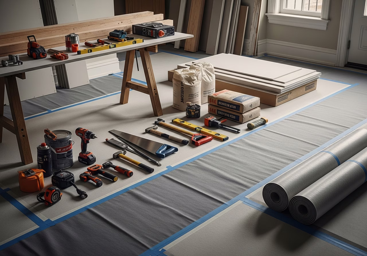 Air Monitoring and Clearance Asbestos โ tools and materials staged in a Greater Toronto Area home