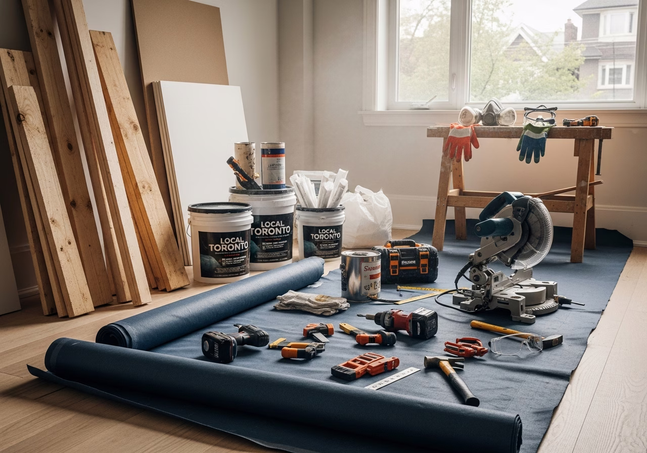 Asbestos Abatement โ tools and materials staged in a Greater Toronto Area home