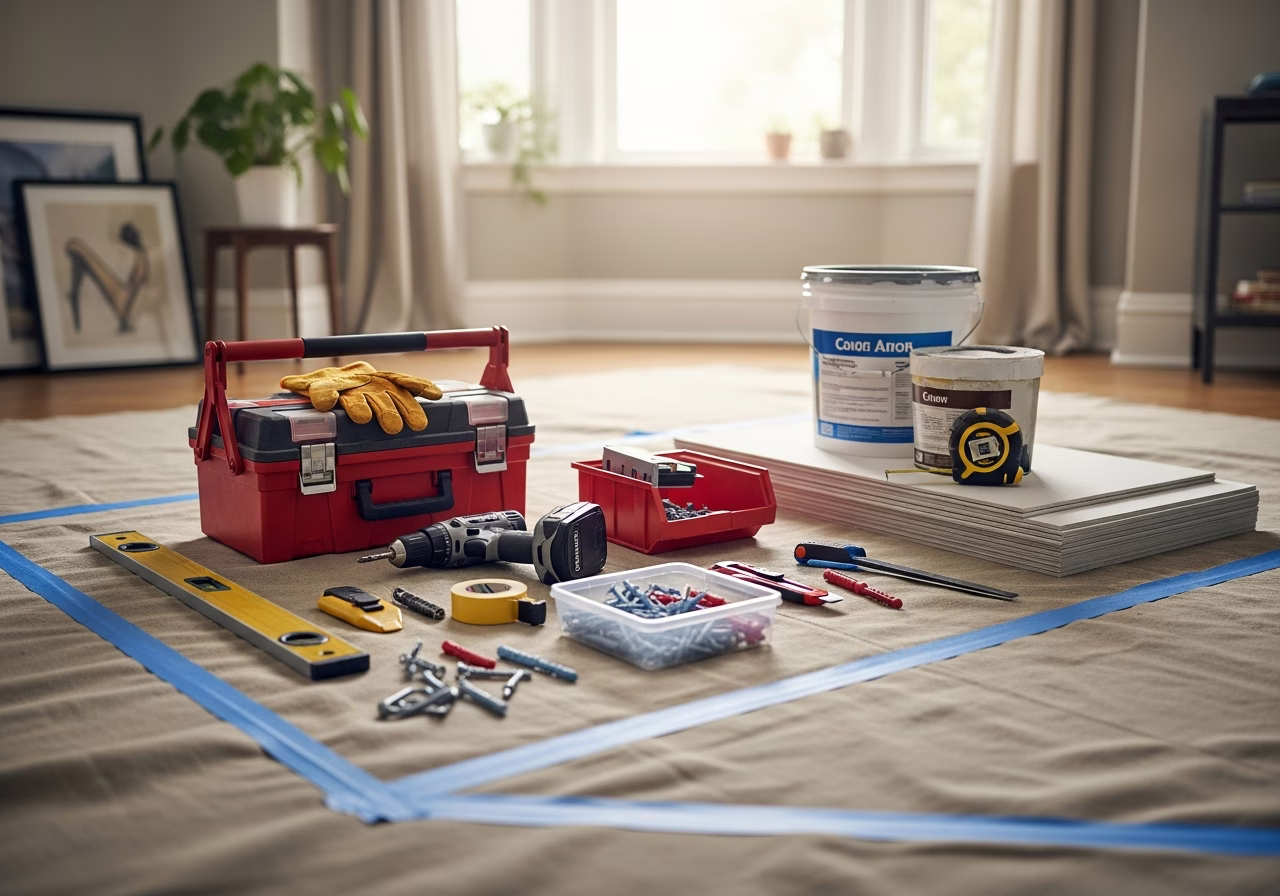 Asbestos Testing and Removal — tools and materials staged in a Greater Toronto Area home
