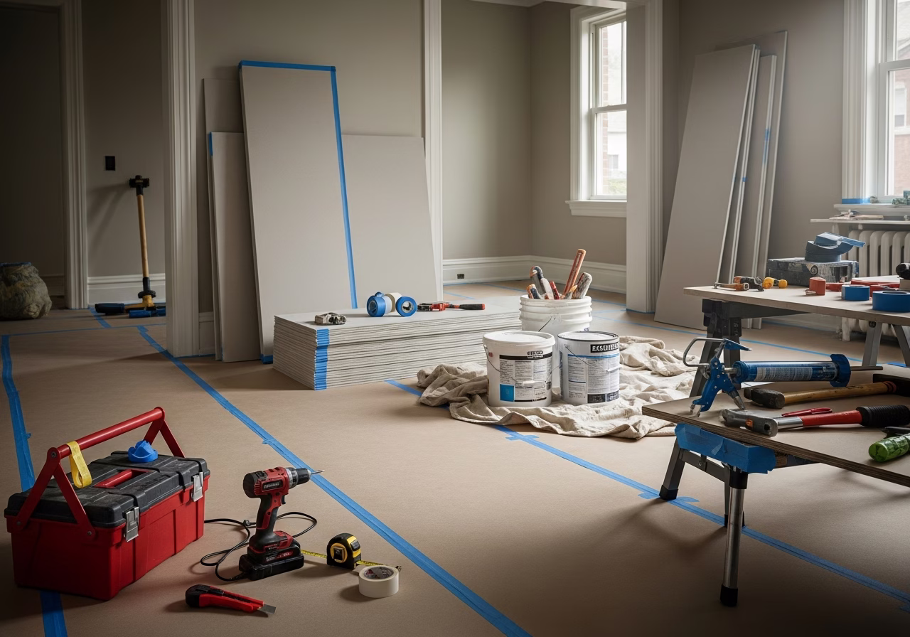 Asbestos Renovation Mistakes โ tools and materials staged in a Greater Toronto Area home