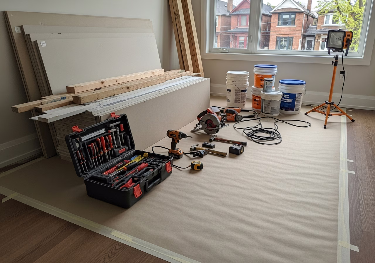 Asbestos Testing — tools and materials staged in a Greater Toronto Area home