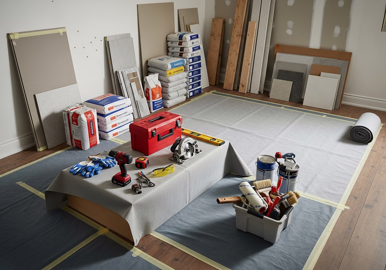 Attic Bedroom Conversion — tools and materials staged in a Greater Toronto Area home