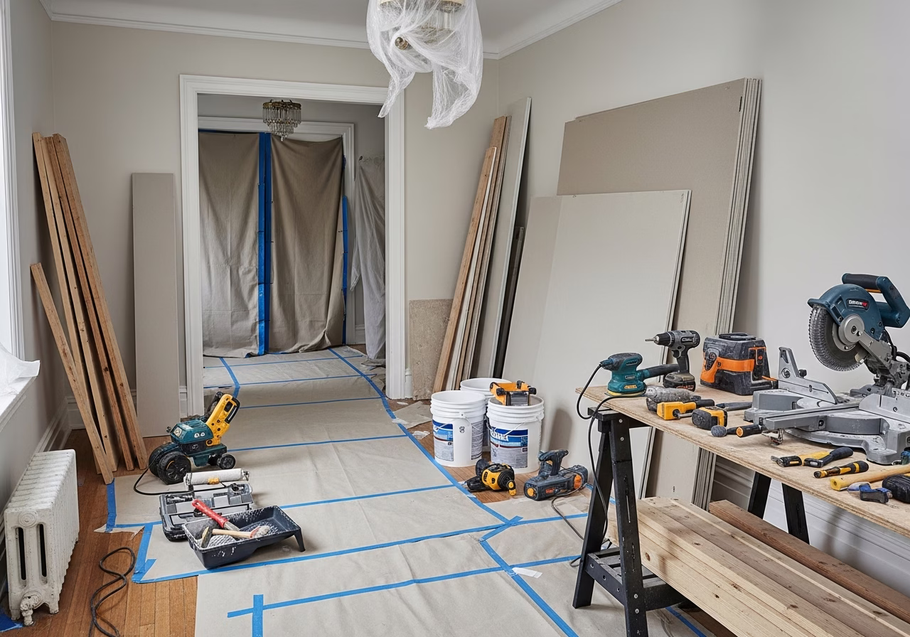 Attic Conversion — tools and materials staged in a Greater Toronto Area home
