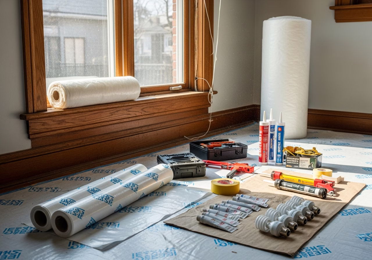 Attic Insulation Condensation and Mold Prevention — tools and materials staged in a Greater Toronto Area home