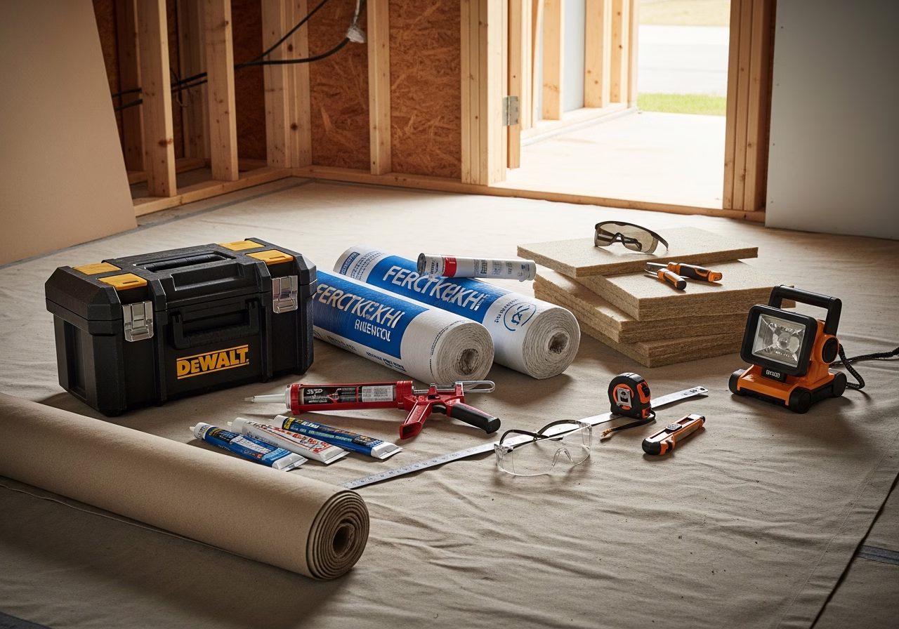 Attic Insulation — tools and materials staged in a Greater Toronto Area home
