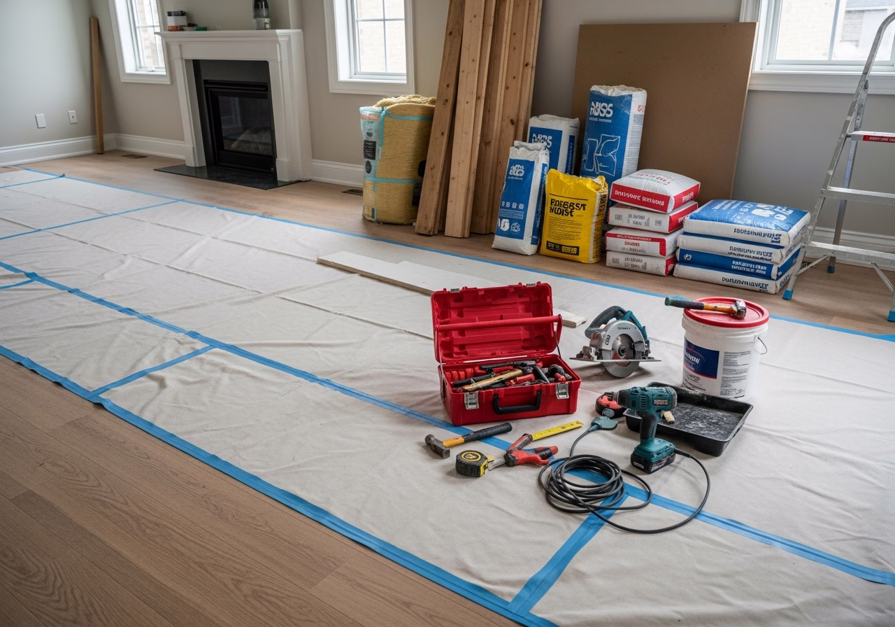 Attic Stairs vs Pull-Down Ladder — tools and materials staged in a Greater Toronto Area home