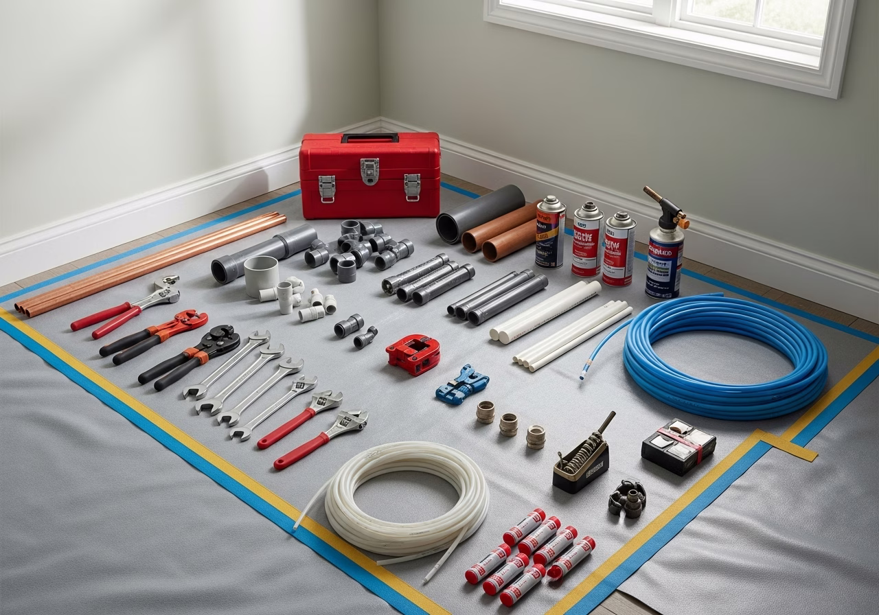Backwater Valve Installation Mistakes โ tools and materials staged in a Greater Toronto Area home