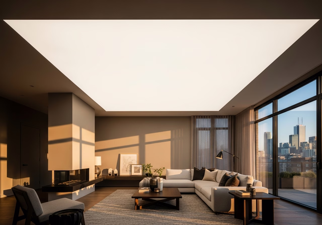 Barrisol Lumière Translucent Stretch Ceiling — finished result in a Toronto or GTA home by RenoHouse