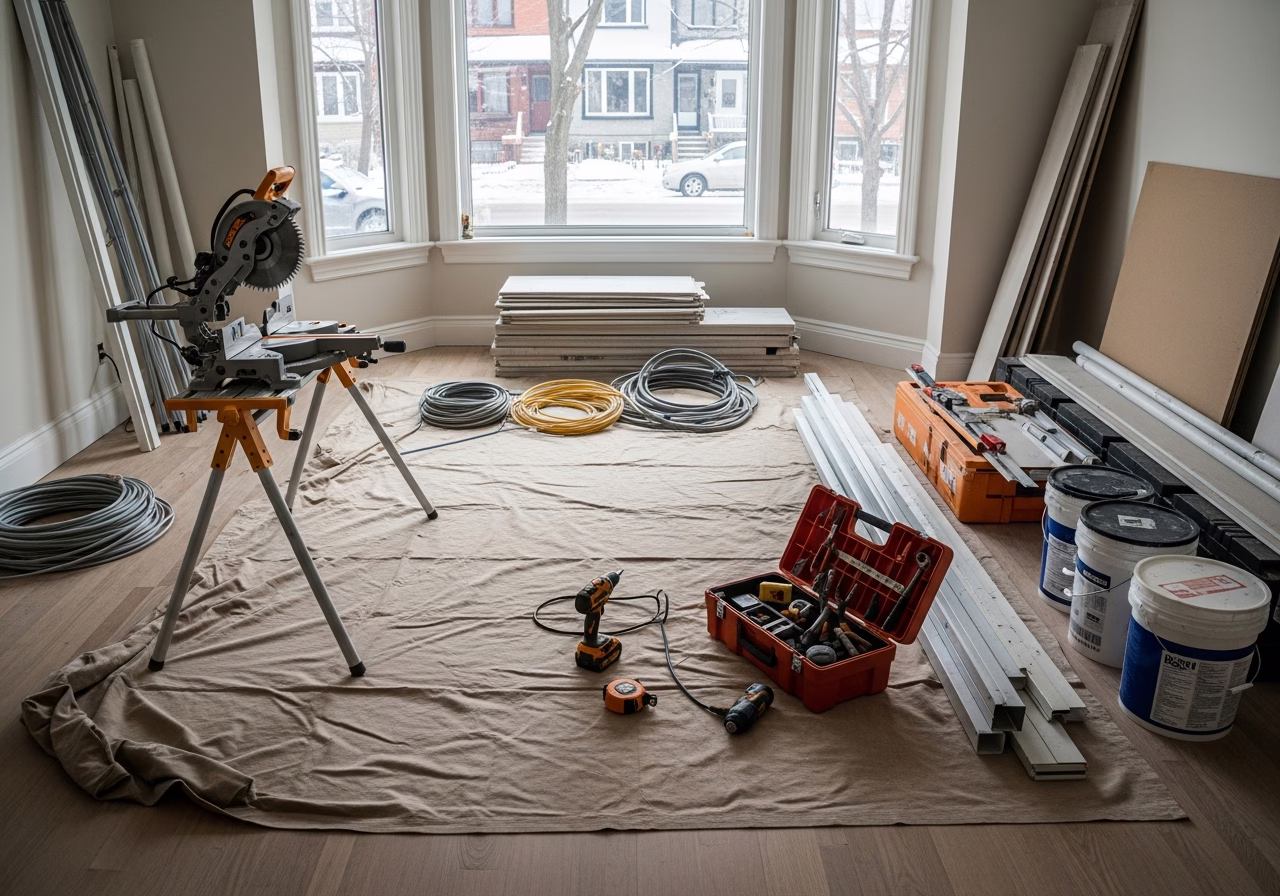 Basement Apartment Legalization โ tools and materials staged in a Greater Toronto Area home