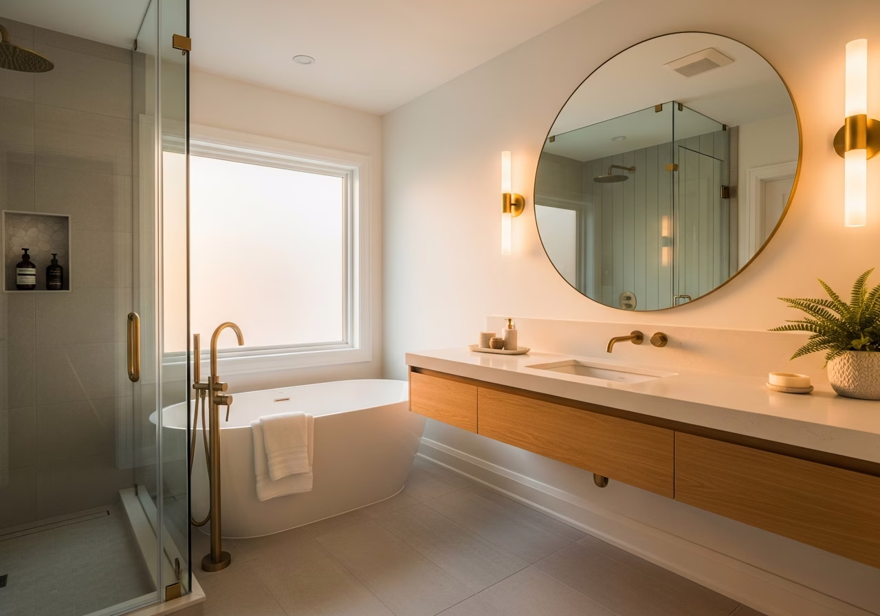 Basement Bathroom Addition โ finished result in a Toronto or GTA home by RenoHouse