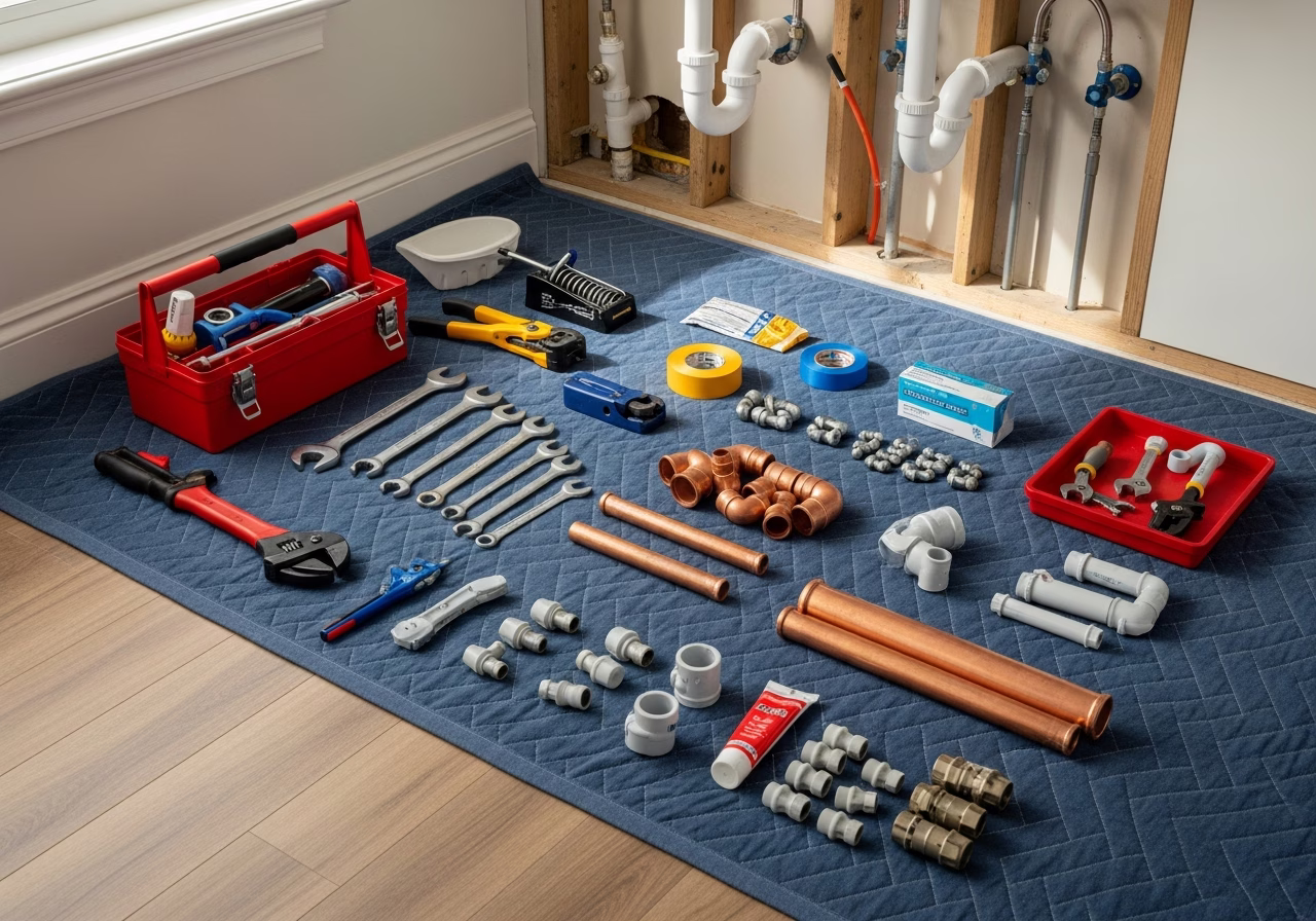 Basement Flooding Prevention — tools and materials staged in a Greater Toronto Area home
