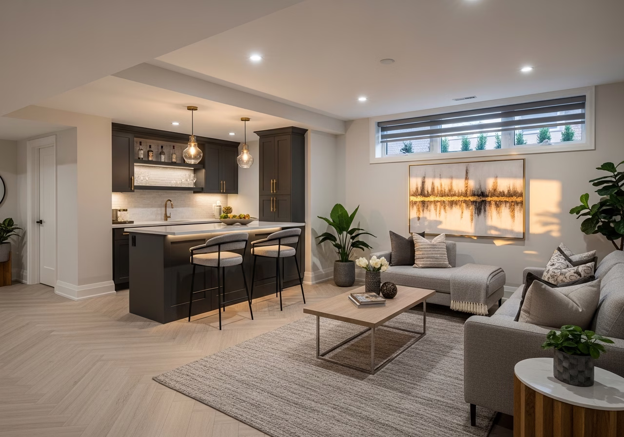 Best Basement Flooring Options — finished result in a Toronto or GTA home by RenoHouse