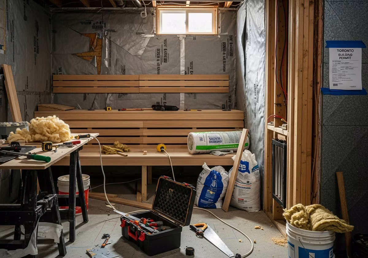Common Basement Sauna Installation Mistakes — tools and materials staged in a Greater Toronto Area home