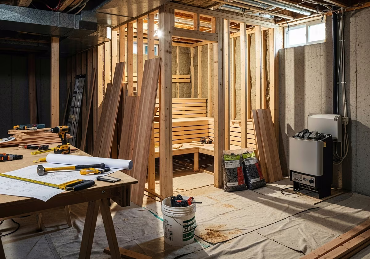 Basement Sauna ROI β tools and materials staged in a Greater Toronto Area home