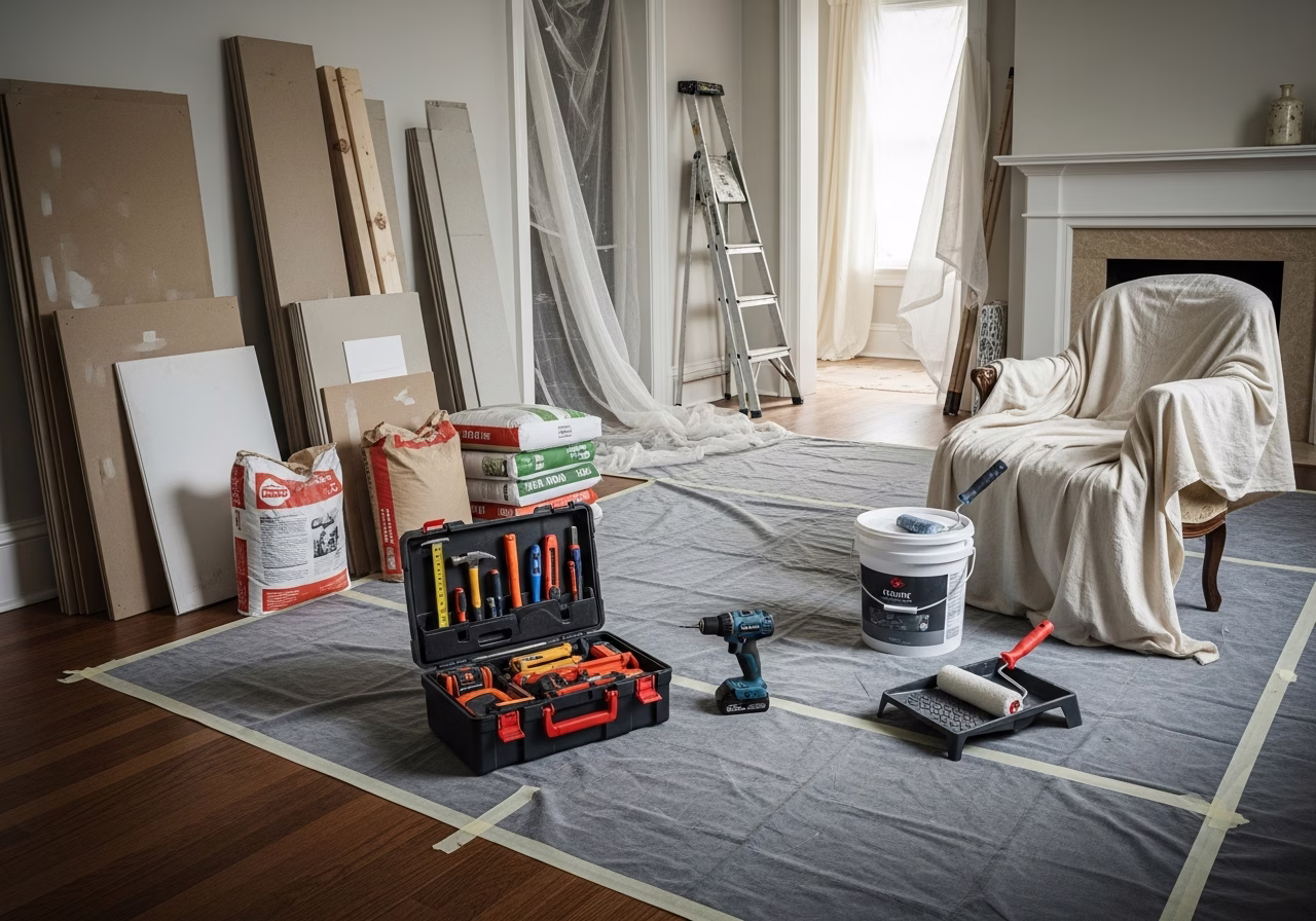 Basement Underpinning Mistakes — tools and materials staged in a Greater Toronto Area home