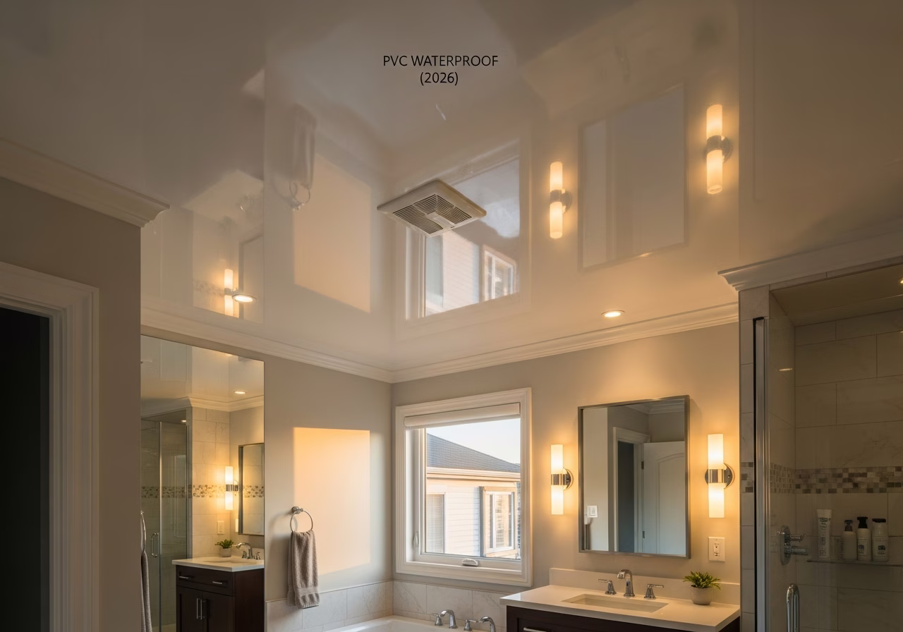 Bathroom Stretch Ceiling — finished result in a Toronto or GTA home by RenoHouse
