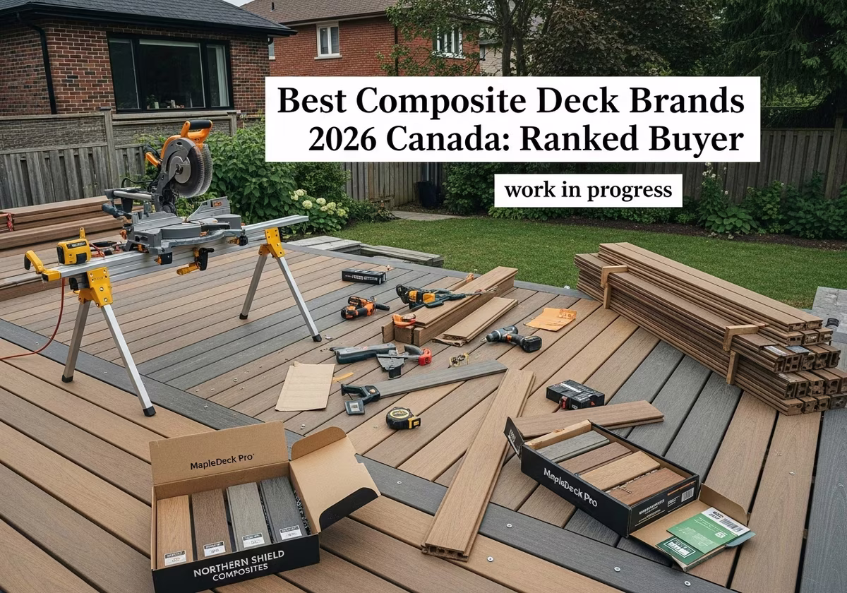 Best Composite Deck Brands Canada — tools and materials staged in a Greater Toronto Area home