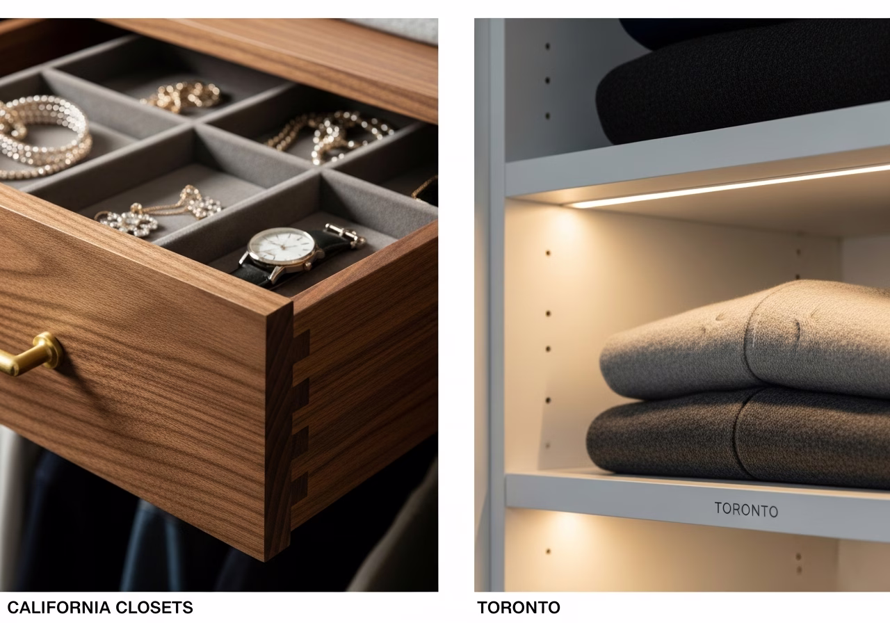 Best Walk-in Closet Brands — close-up of professional workmanship in a Toronto-area home