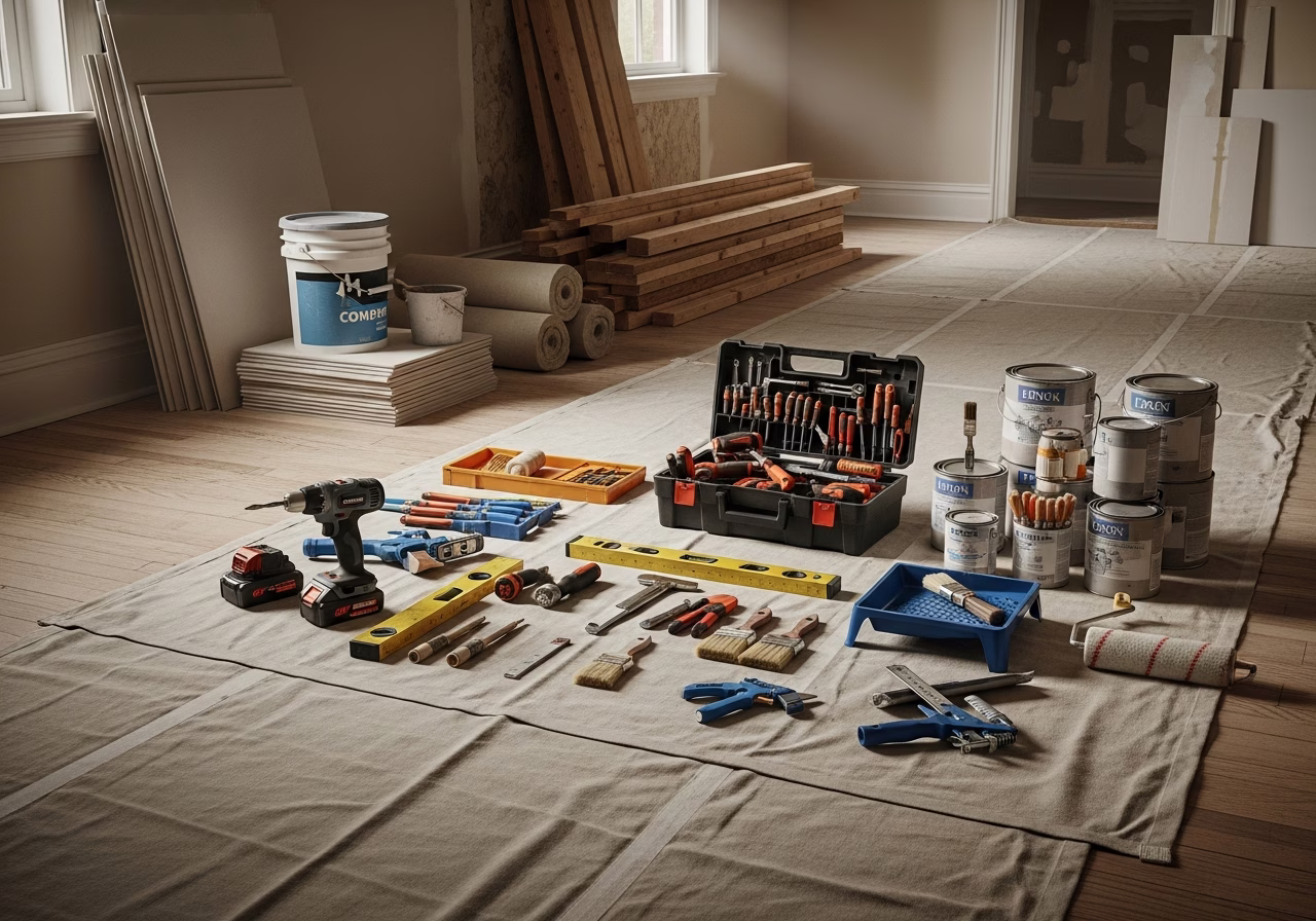 Built โ tools and materials staged in a Greater Toronto Area home