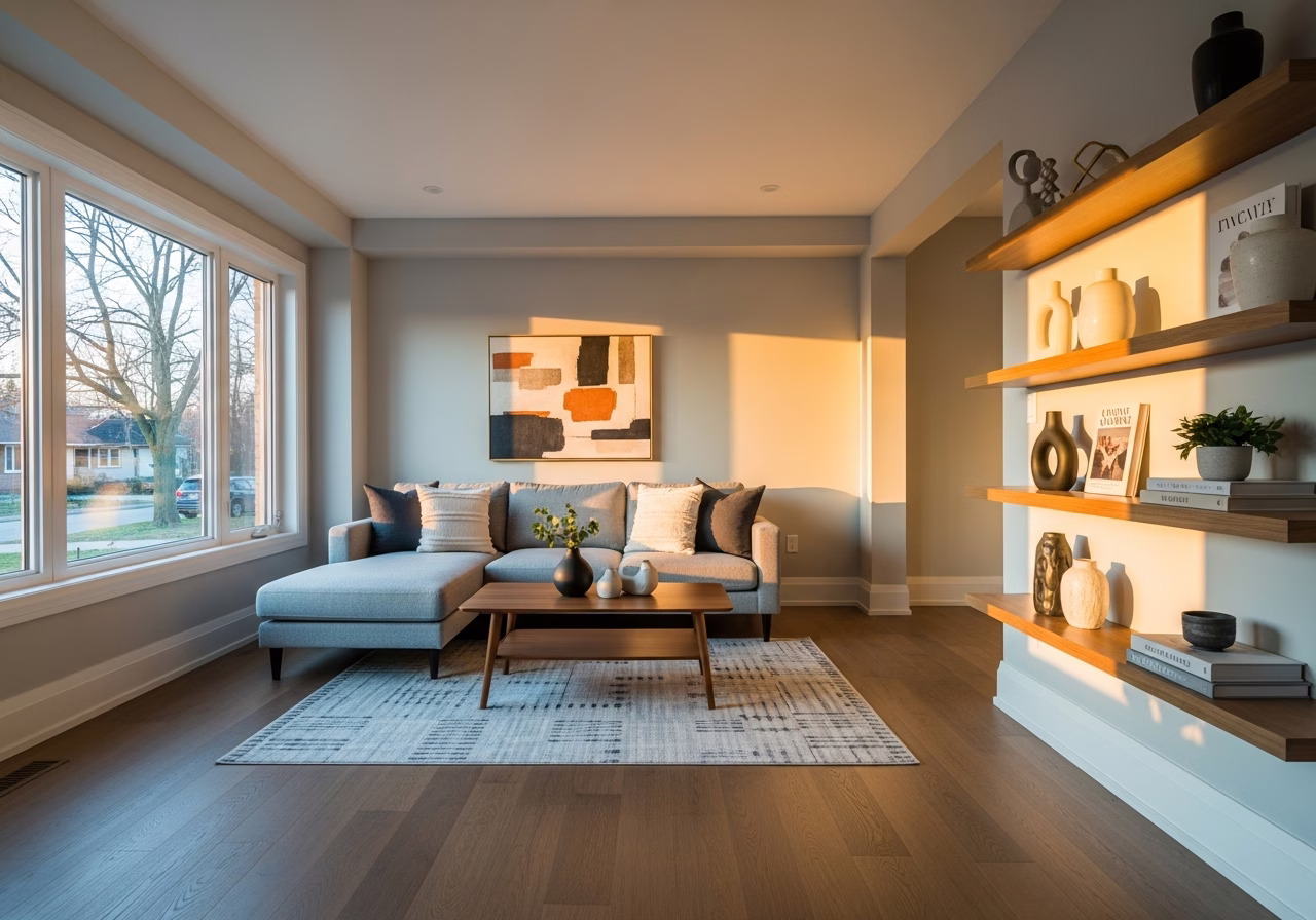 Built-In Bookshelves Living Room โ finished result in a Toronto or GTA home by RenoHouse