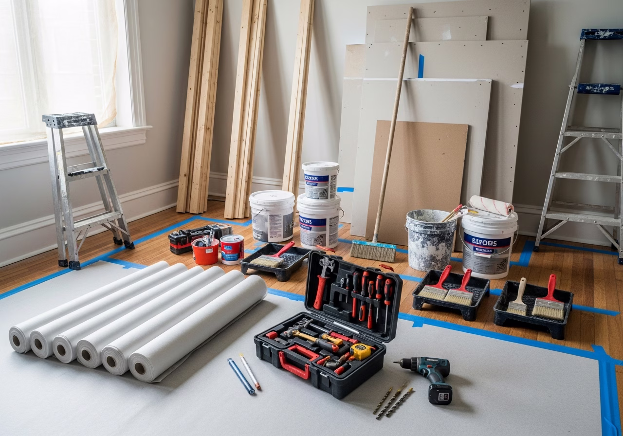 Built-Ins Installation Mistakes — tools and materials staged in a Greater Toronto Area home