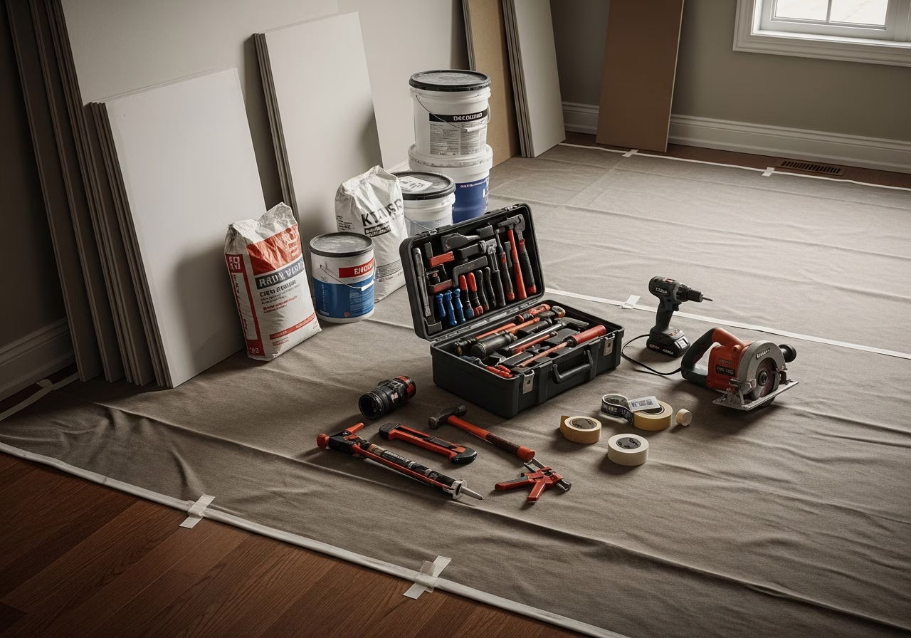 Built-Ins ROI — tools and materials staged in a Greater Toronto Area home