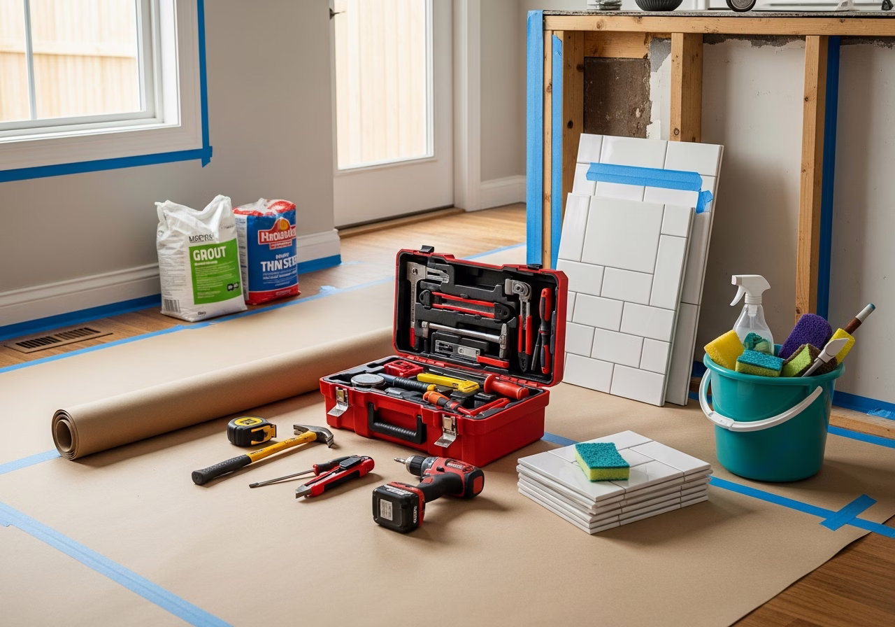 Cabinet Doors — tools and materials staged in a Greater Toronto Area home