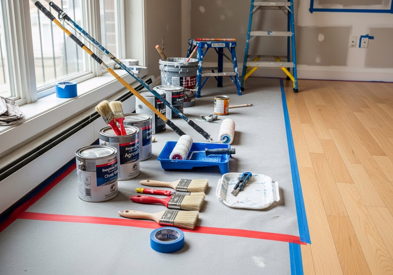 Cabinet Painting — tools and materials staged in a Greater Toronto Area home