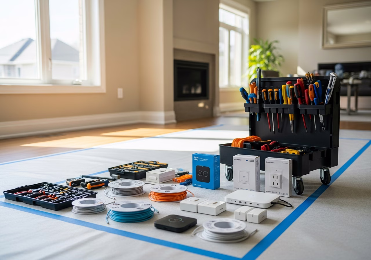 Integrating CCTV, Ring and Nest with Your Toronto Home — tools and materials staged in a Greater Toronto Area home