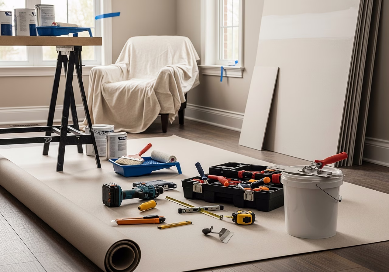 Cheap Countertops — tools and materials staged in a Greater Toronto Area home