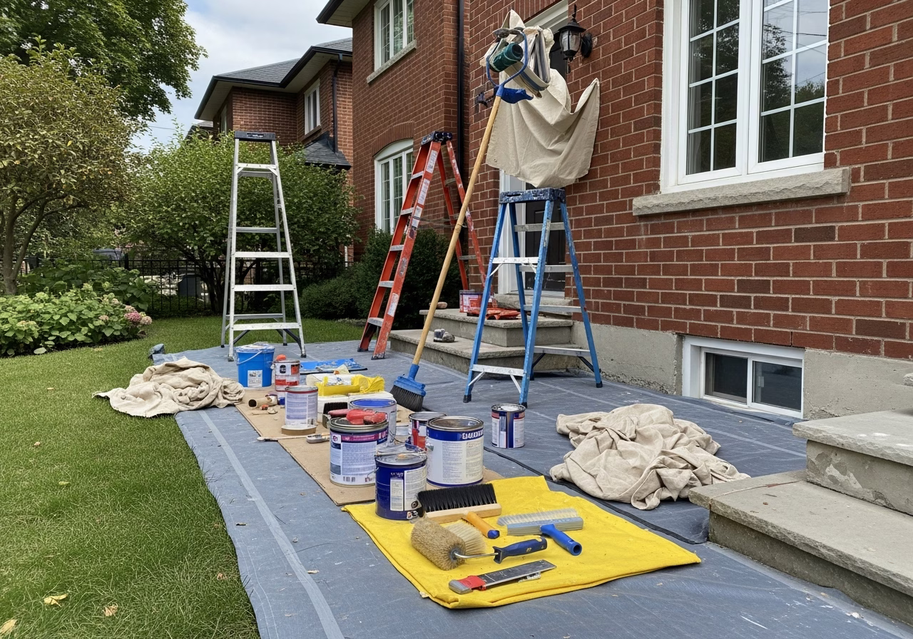 Chimney Flashing Leak Repair — tools and materials staged in a Greater Toronto Area home