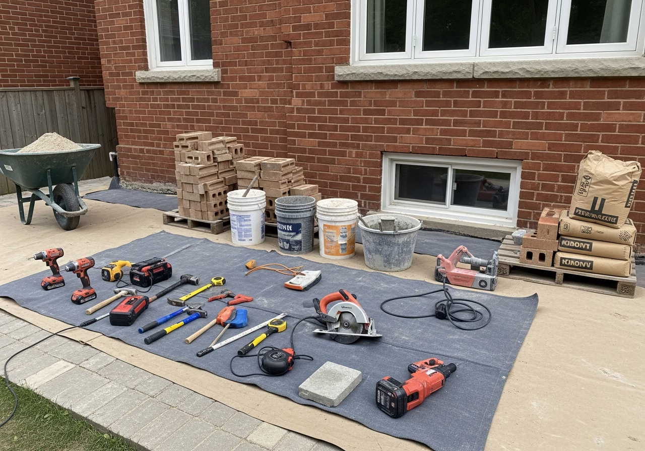 Chimney Removal — tools and materials staged in a Greater Toronto Area home