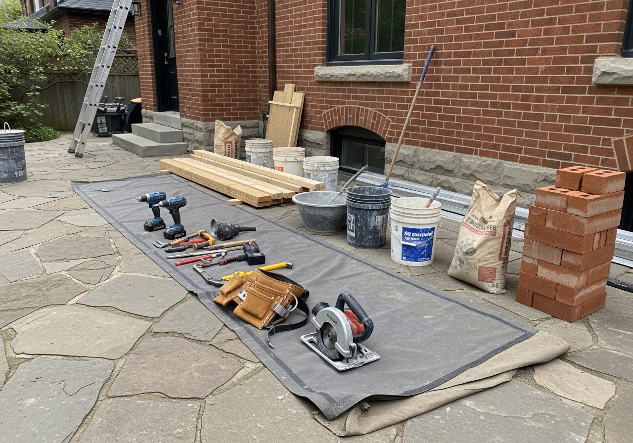 Chimney Repointing โ tools and materials staged in a Greater Toronto Area home